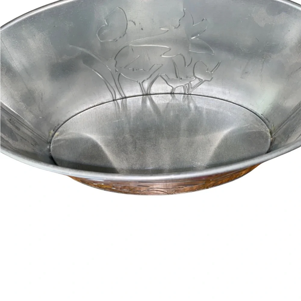 Set of 5 Floral Butterfly Metal Tins 7in Spring Garden Rustic Decor Storage‎